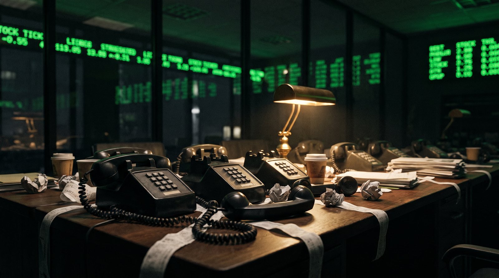 Phones off the hook on a trading desk