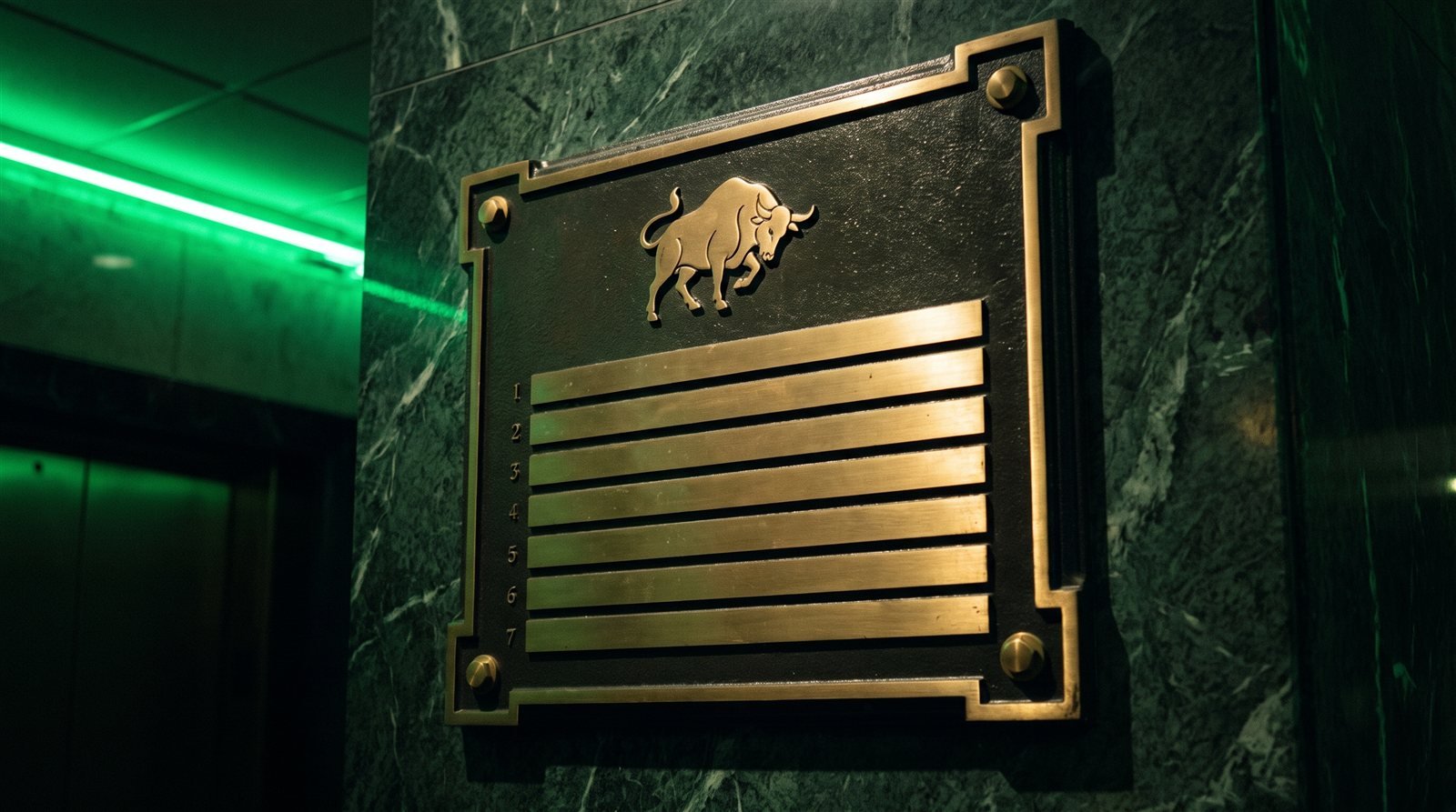 Bronze commandments plaque in a Wall Street lobby